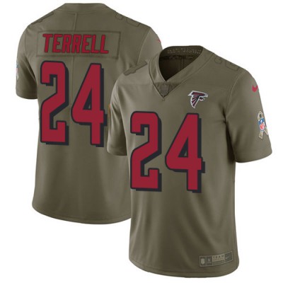 Nike Atlanta Falcons #24 A.J. Terrell Olive Youth Stitched NFL Limited 2017 Salute To Service Jersey Youth